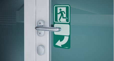 E305L | Znak klamka drzwi do ewakuacji Lewy