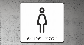 Znak | Toaleta damska | Braille | white