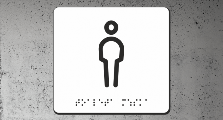 Znak | Toaleta męska | Braille | white