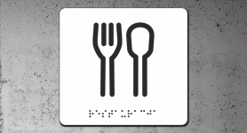 Znak | Restauracja | Braille | white