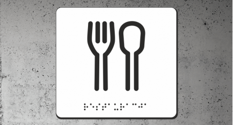 Znak | Restauracja | Braille | white