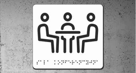 Znak | Sala konferencyjna | Braille | white