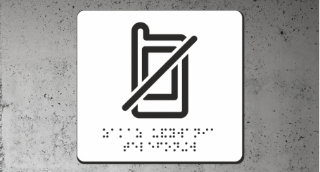 Znak | Zakaz używania telefonów | Braille | white