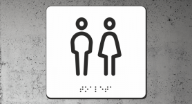 Znak | Toaleta (WC) | Braille | white