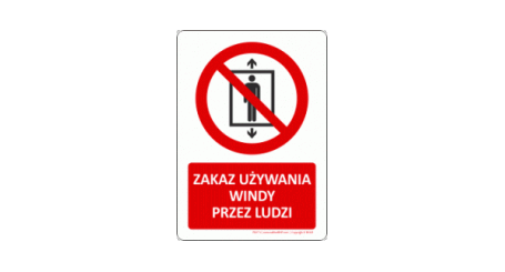 P027V | Zakaz używania windy przez ludzi