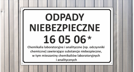 Odpady niebezpieczne | 16 05 06* | Chemikalia laboratoryjne i analityczne zawierające substancje niebezpieczne