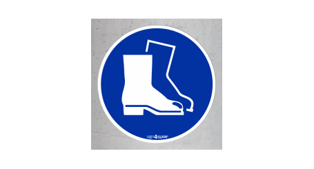 M008-F | Nakaz stosowania ochrony stóp (podłogowy)